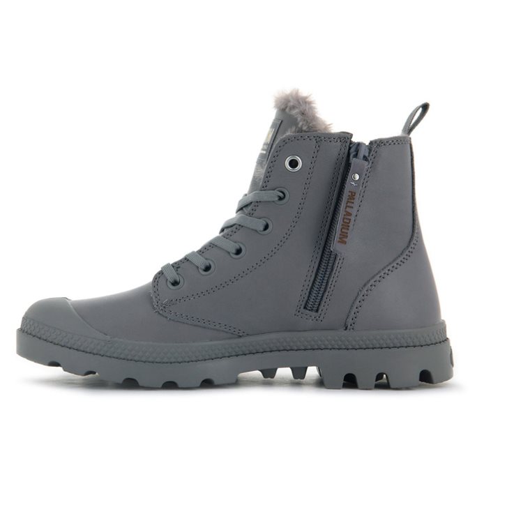 Bottes Palladium Pampa Hi Zip Leather S Femme Grise | FR IZY610Q